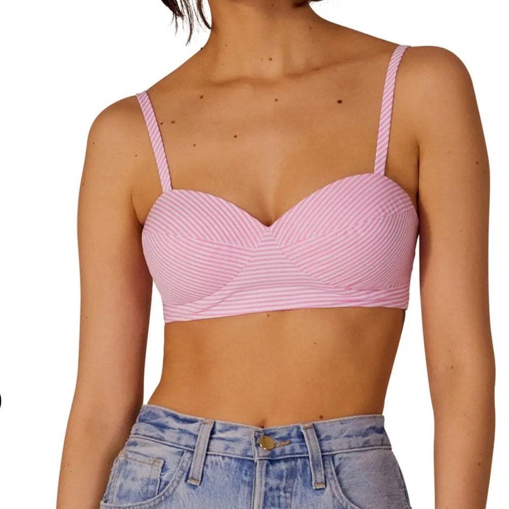 Favorite Daughter Ex Boyfriend Striped Pink Cotton Bra Top